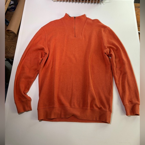 Kirkland Signature Men’s L Orange Quarter Zip Sweater Cotton Pullover Casual - Picture 2 of 7